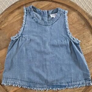 For The Republic Frayed Hem Denim Top